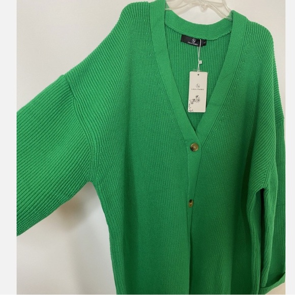 Bright Green Women's Cardigan - Picture 3 of 5